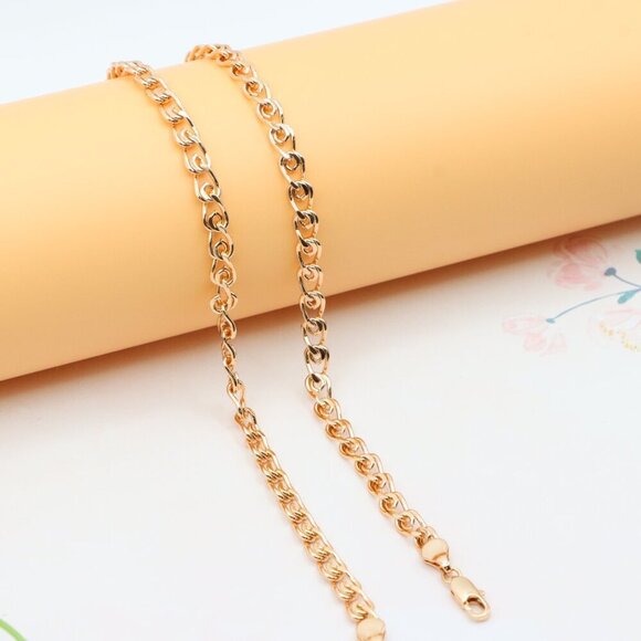 Bold Rose Gold Curb Chain Necklace Polished Statement Piece, XPNL0285 - Picture 9 of 12